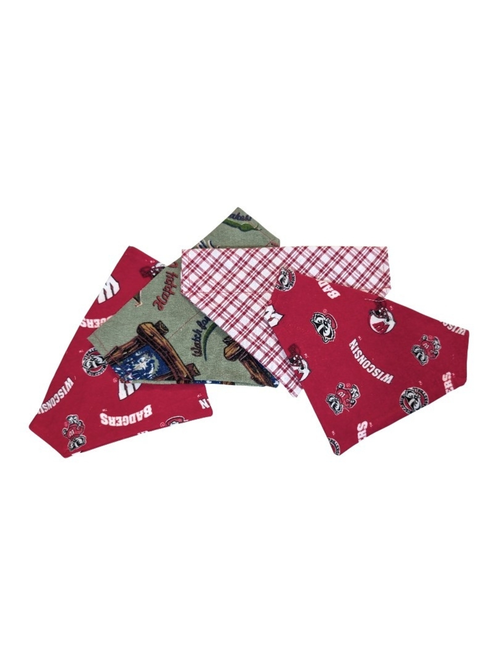 LOT of 4 Handmade Over- The- Collar Dog Bandanas
